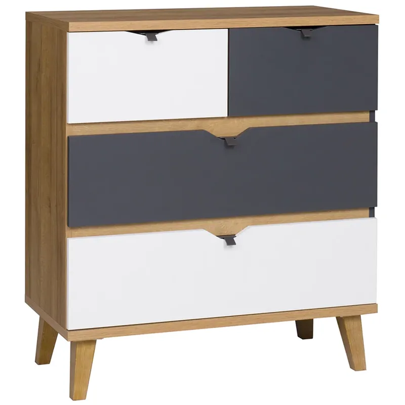 MEMONE komoda M-03 81 cm dub zlatý/bílá/grafit Sleva