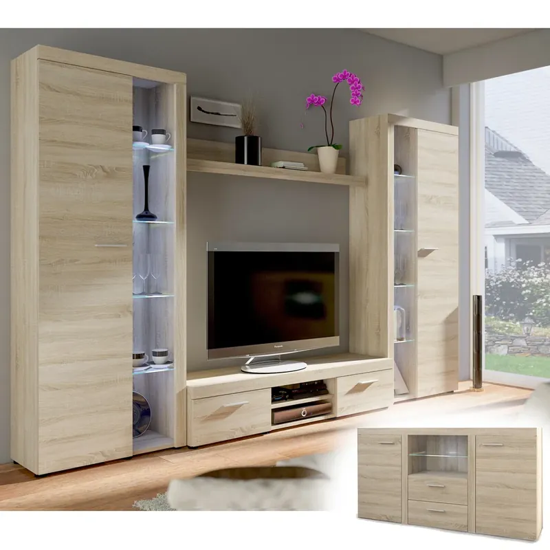 Obývací stěna RUMBA XL + komoda 2F2S 300 + 156,4 cm sonoma Přímo Od Výrobce