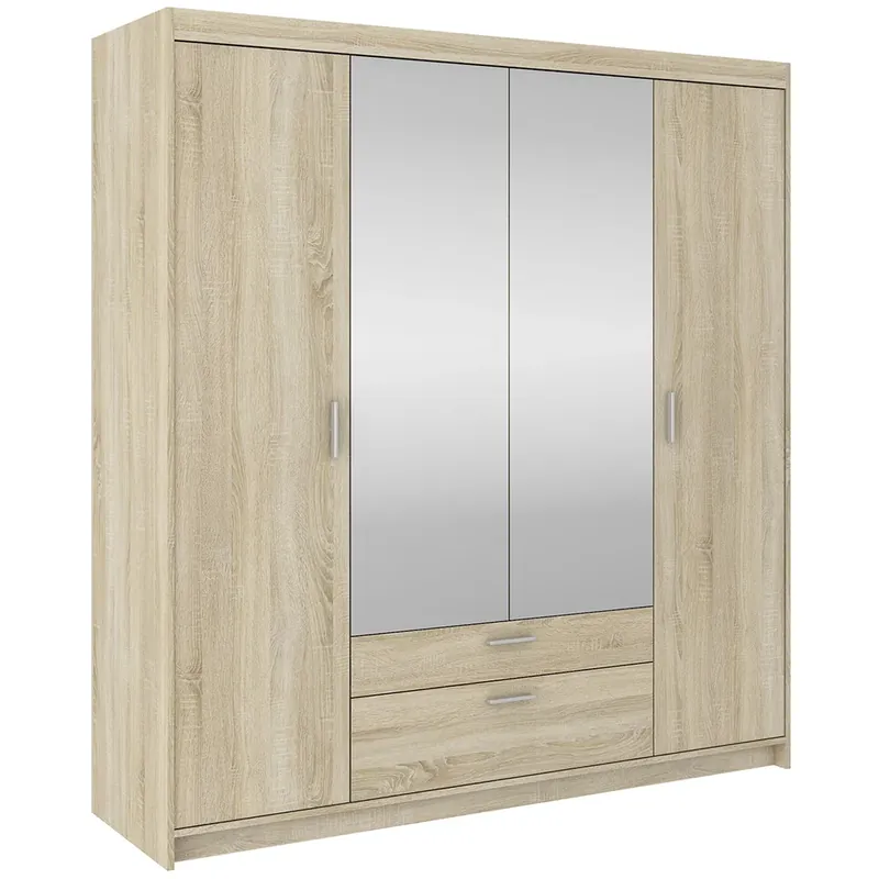 Šatní skříň ELENA 4D 2S + zrcadlo 176,3 cm dub sonoma Akční Cena
