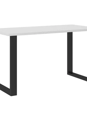 Expresní Doručení Jídelní stůl IMPERIAL 138x67 cm bílá + černé kovové nohy