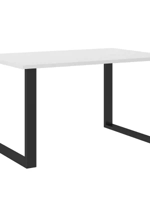 Jídelní stůl IMPERIAL 138x90 cm bílá + černé kovové nohy Finální Výprodej