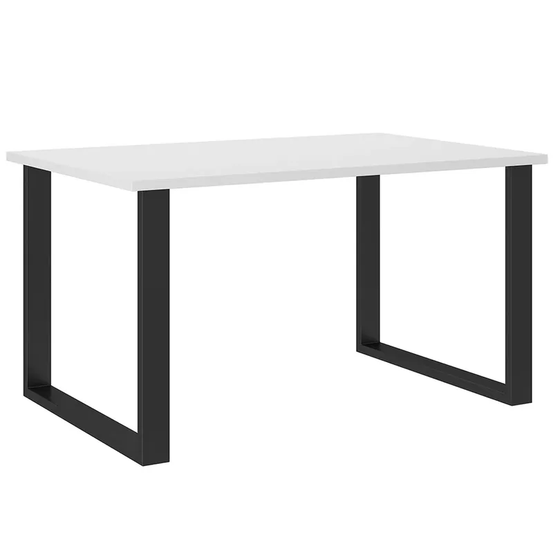 Jídelní stůl IMPERIAL 138x90 cm bílá + černé kovové nohy Finální Výprodej
