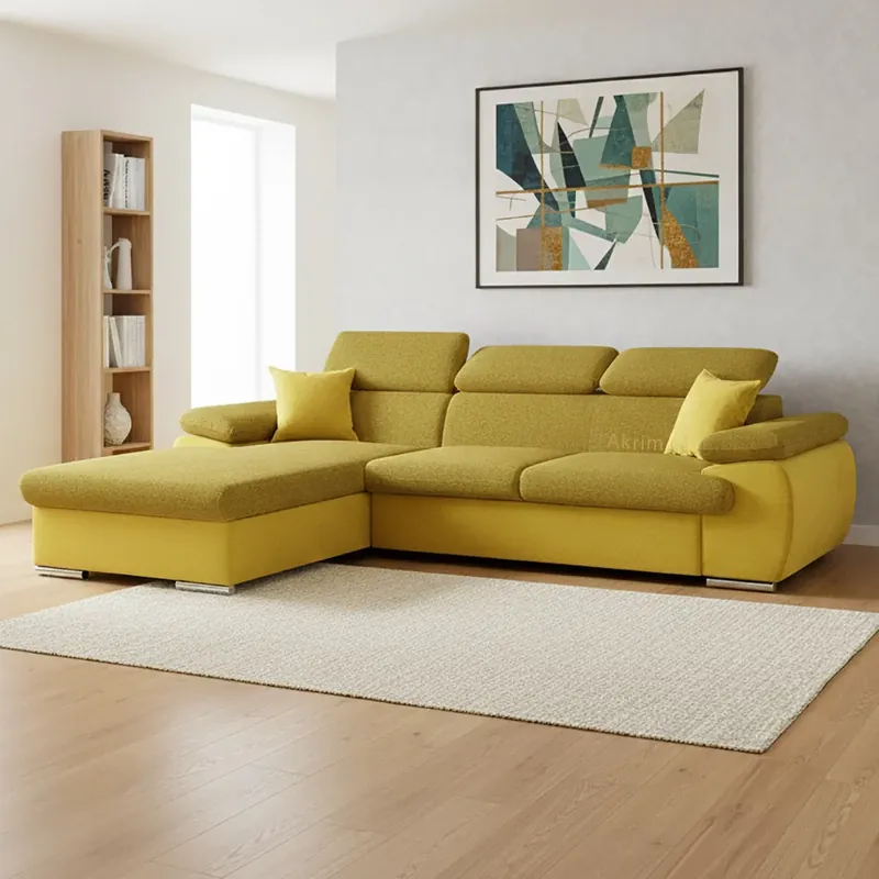 Sedací souprava COOL 191x281 cm rozkládací + úložný prostor LEVÁ žlutá 07/08 Cenový Hit