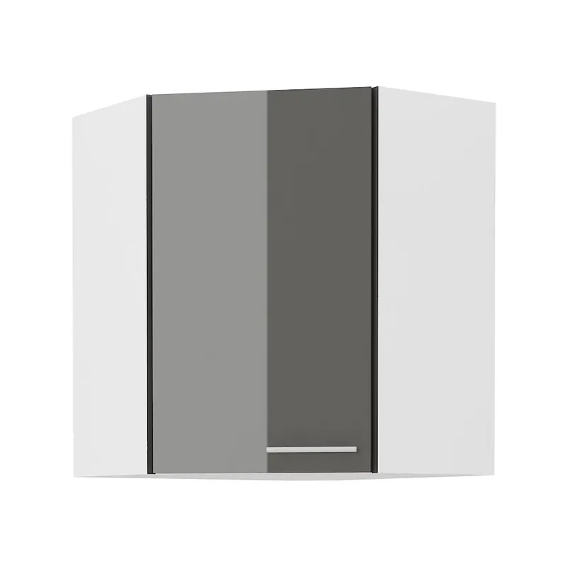 Speciální Cena LARA gr horní skříňka 60x60 GN-72 1F (45°) rohová s policemi 60x60 cm UNI dvířka šedá lesk
