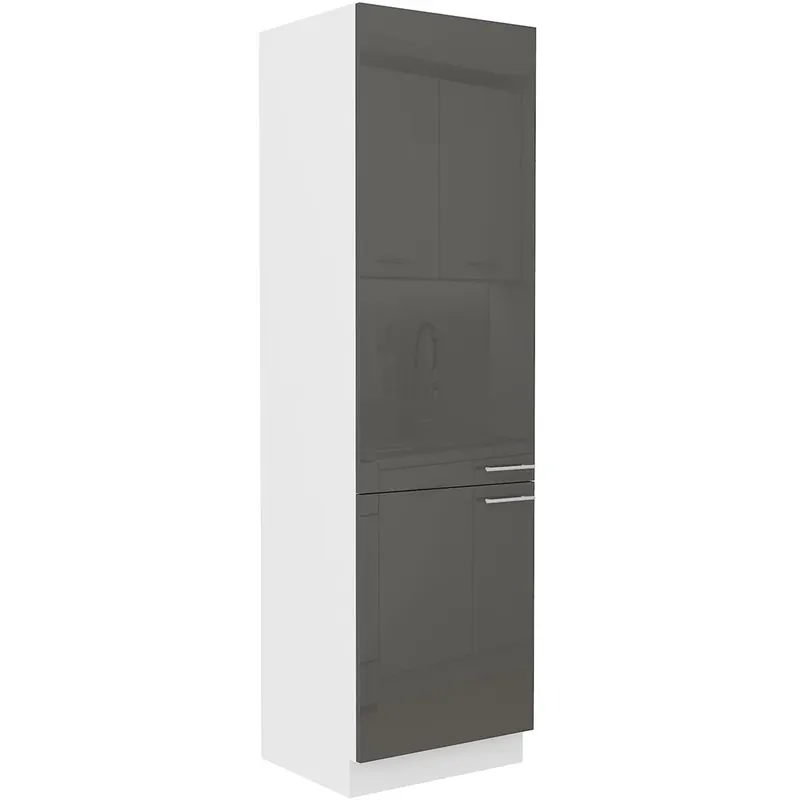 Výprodej LARA gr vysoká skříňka 60DK-210 2F potravinová s policemi 60 cm UNI šedá lesk