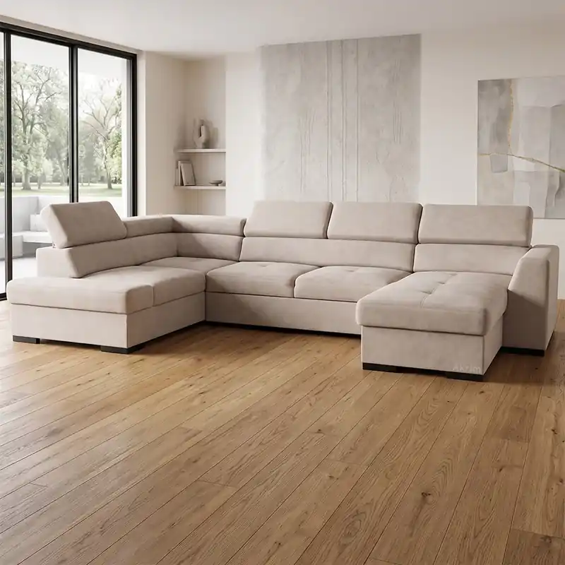 Sedací souprava NEST I 205x345x180 cm rozkládací VÝBĚR TKANIN a NOŽIČEK Speciální Cena