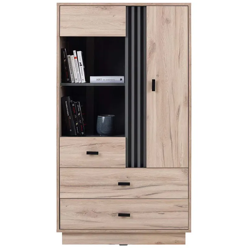 ALLMO vitrína AL04 80 cm dub estana/antracit Omezená Nabídka
