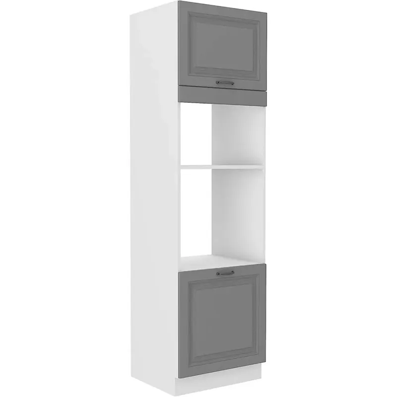 Top Prodej STILO bs vysoká skříňka 60DPM-210 2F na vestavnou troubu a mikrovlnku 60 cm bílá/šedá UNI dv