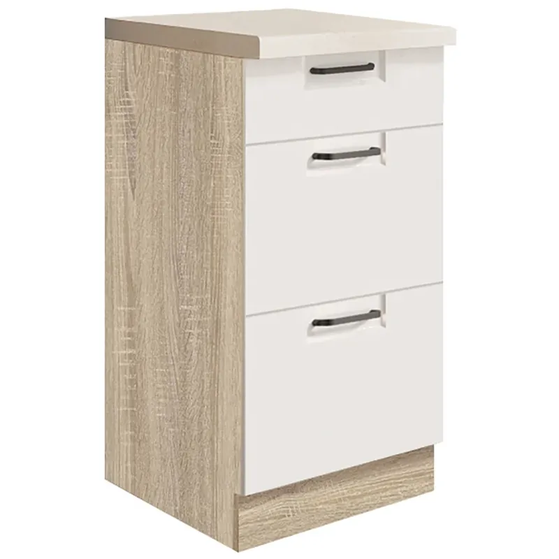 Cenově Výhodný FAVORIT w dolní skříňka FW-8D se zásuvkami 40 cm bílá lesk VÝBĚR KORPUSU a KOVÁNÍ