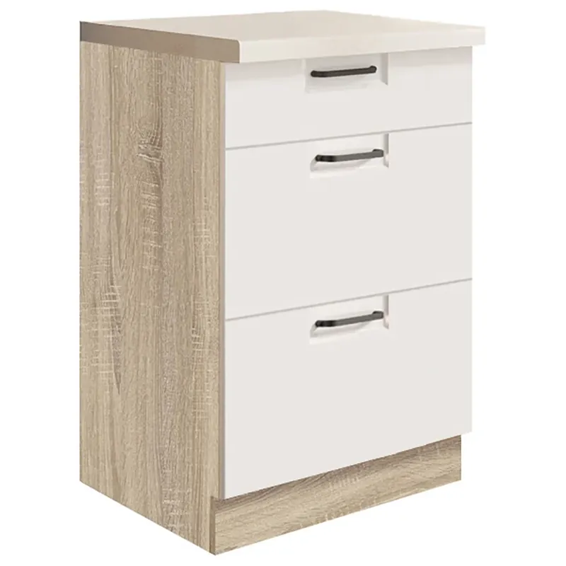 FAVORIT w dolní skříňka FW-9D se zásuvkami 50 cm bílá lesk VÝBĚR KORPUSU a KOVÁNÍ Vysoce Kvalitní