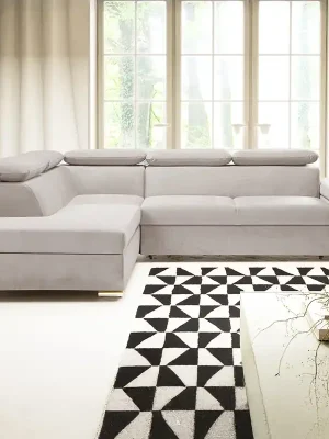 Značkový Sedací souprava LARS I 215x264 cm rozkládací + úložný prostor AKCE světle šedá 80
