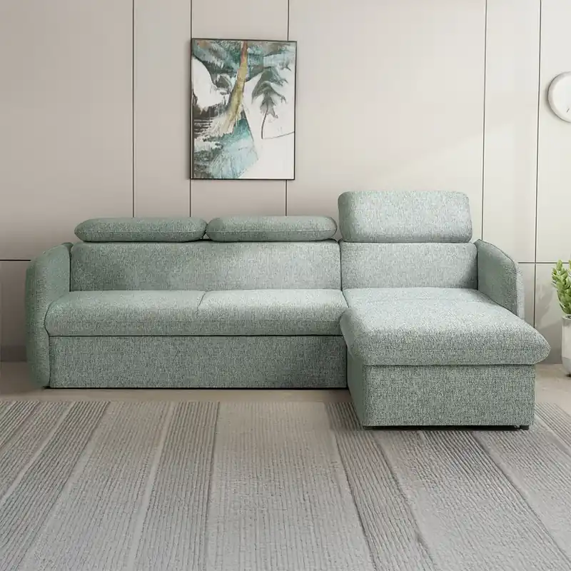 Malá sedací souprava SLIM 235x179 cm PRAVÁ rozkládací + úložný prostor VÝBĚR TKANIN Časově Omezené