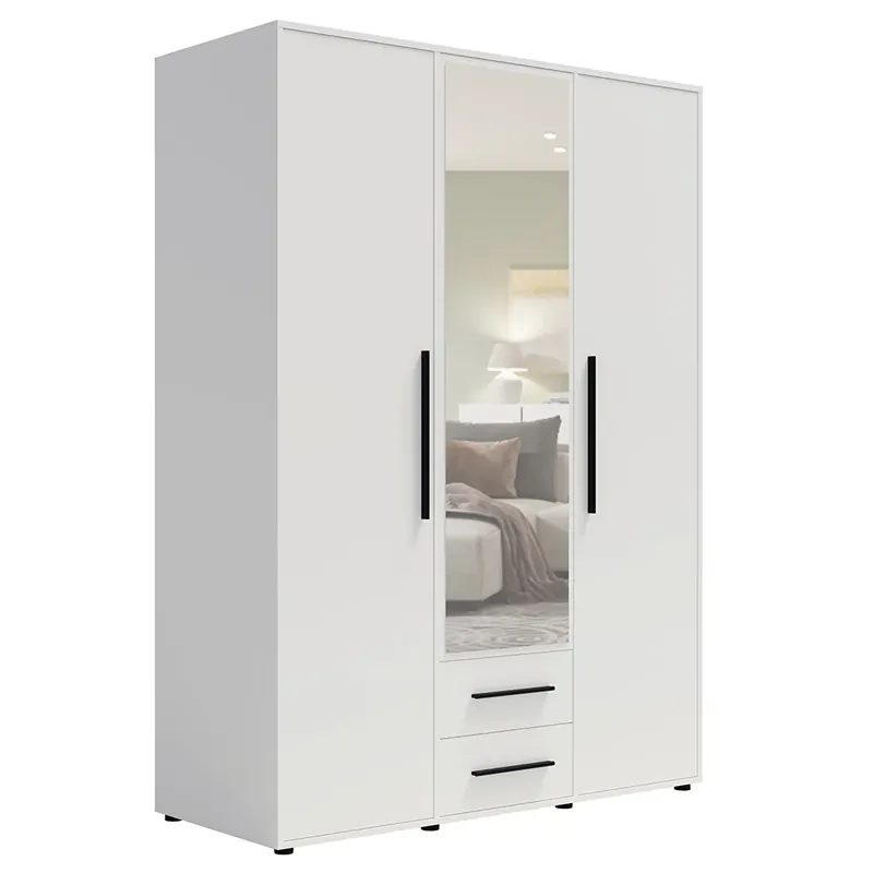 Víkendová Akce MAXIONE b šatní skříň SZ3D2SZ MX-12 se zrcadlem 150 cm bílá mat