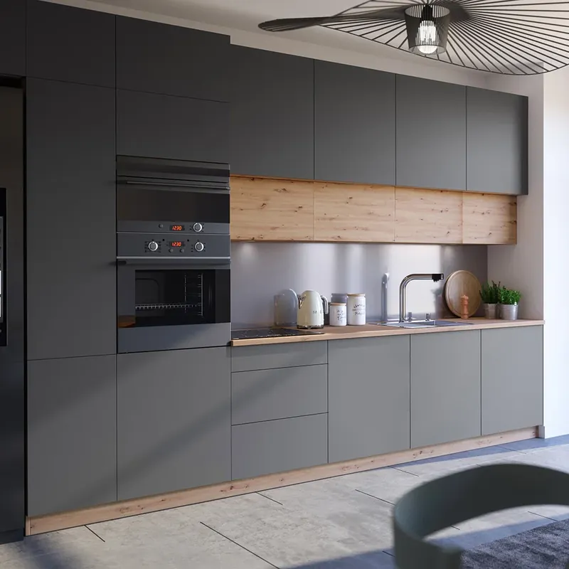 Expresní Doručení Kuchyně LANGEN šp sestava F push open 340 cm SOKL v CENĚ artisan/šedá