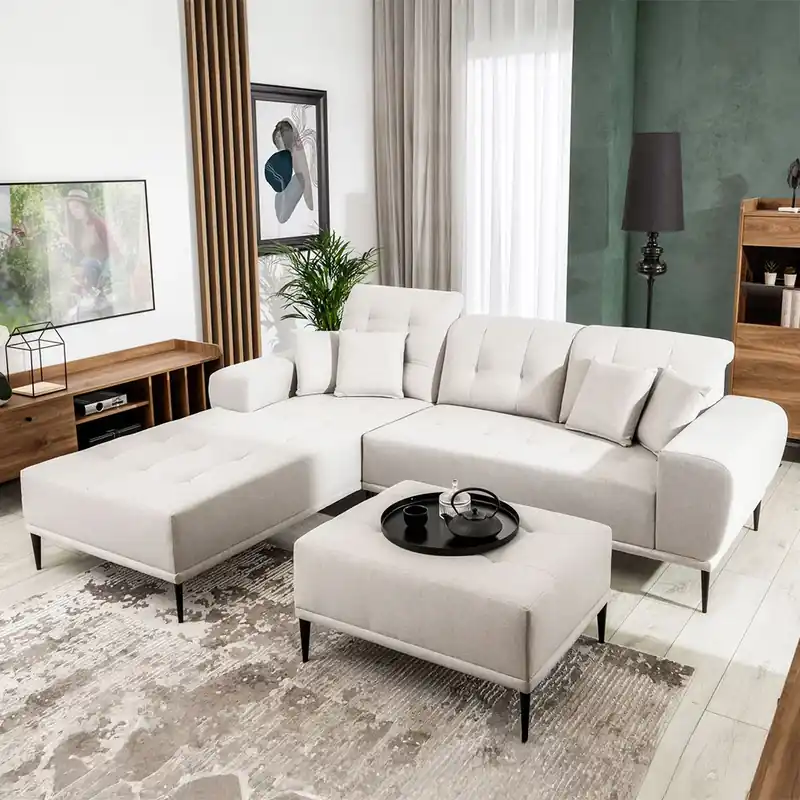 Sleva Sedací souprava RAPALLO 194x256 cm bez funkce extra dlouhý otoman VÝBĚR TKANINY