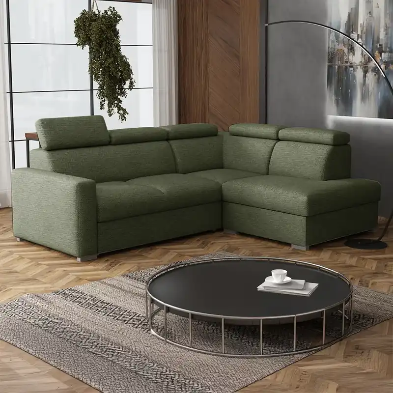 Novinka Sedací souprava PEDRO L 250x200 cm rozkládací + úložný prostor polohovatelné záhlavníky VÝBĚR TKANIN