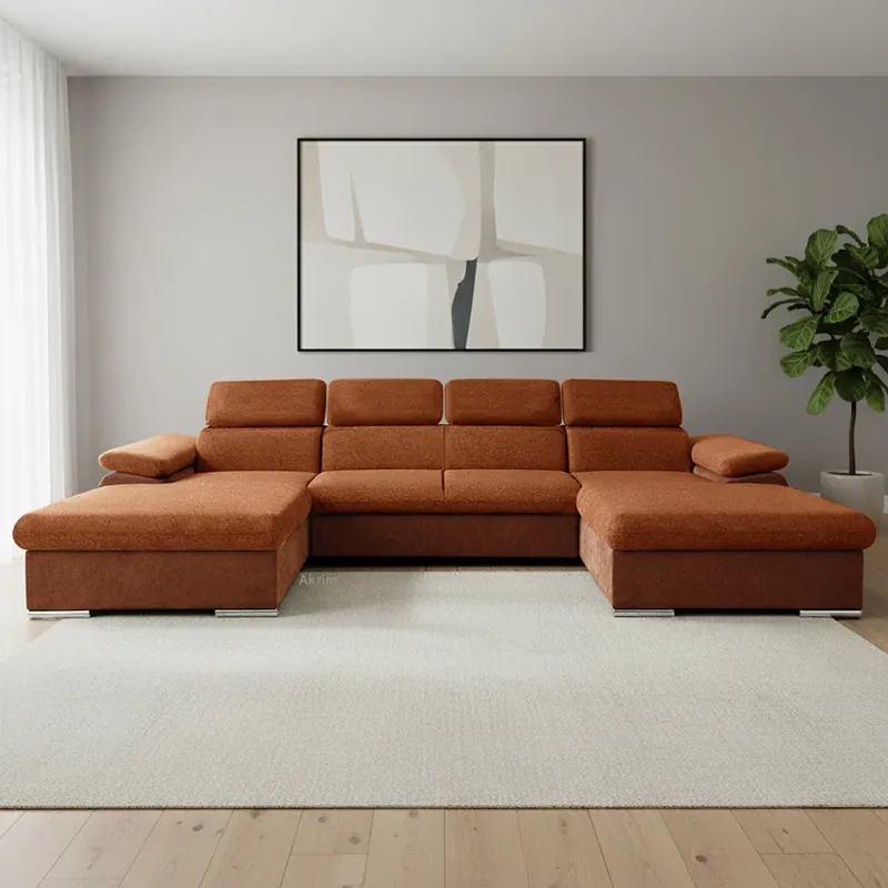 Omezená Nabídka Sedací souprava COOL III 191x350x191 cm rozkládací + 2x úložný prostor oranžová 08/22