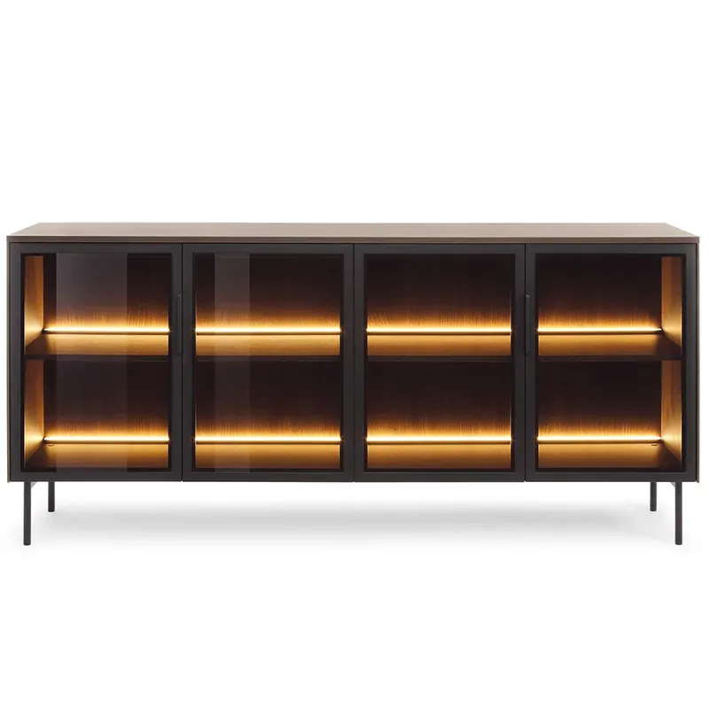 LUMI d komoda 181 4D + LED 181 cm dub dunin/černá Rychlé Dodání