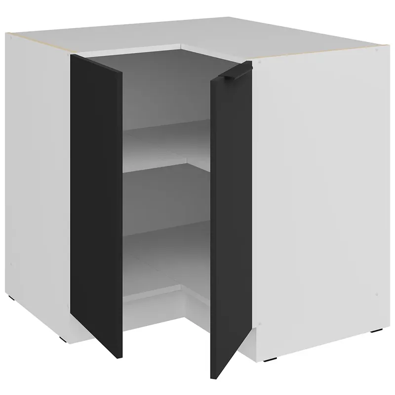 ARIA bc dolní skříňka 90x90 DN 2F rohová s policí 90x90 cm bílá/černá Aktuální