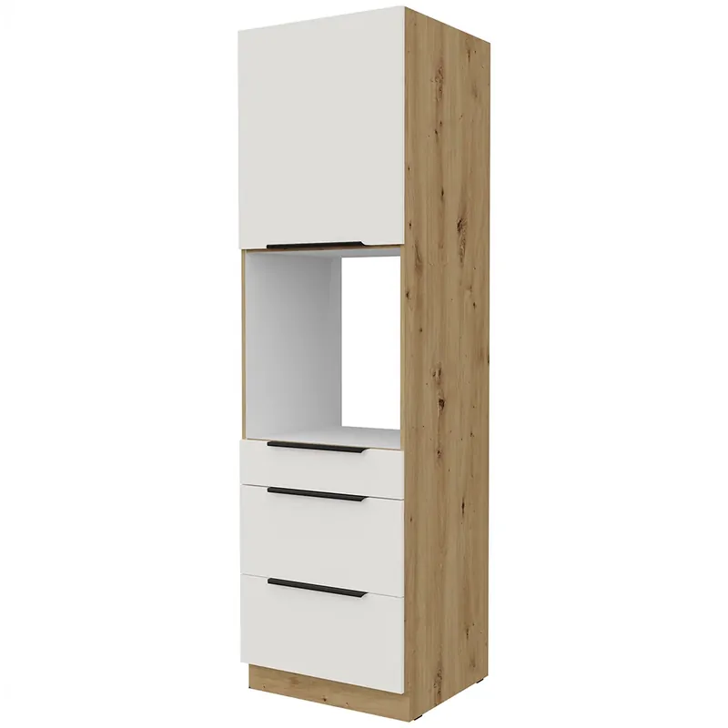 ARIA az vysoká skříňka 60 DPS-210 3S1F na vestavnou troubu PREMIUM BOX 60 cm ANTI FINGERPRINT povrch artisan/bílá Akční Cena