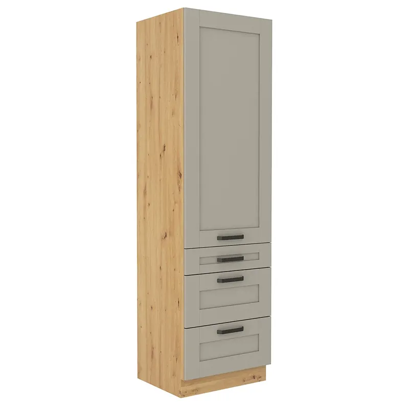 LUNA sa vysoká skříňka 60 DKS-210 3S 1F potravinová 60 cm UNI dvířka artisan/světle šedá Nakupujte Hned