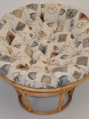 Ratanový papasan 110 cm medový polstr motiv srdce LOVE Axin Trading s.r.o. Zlevněný