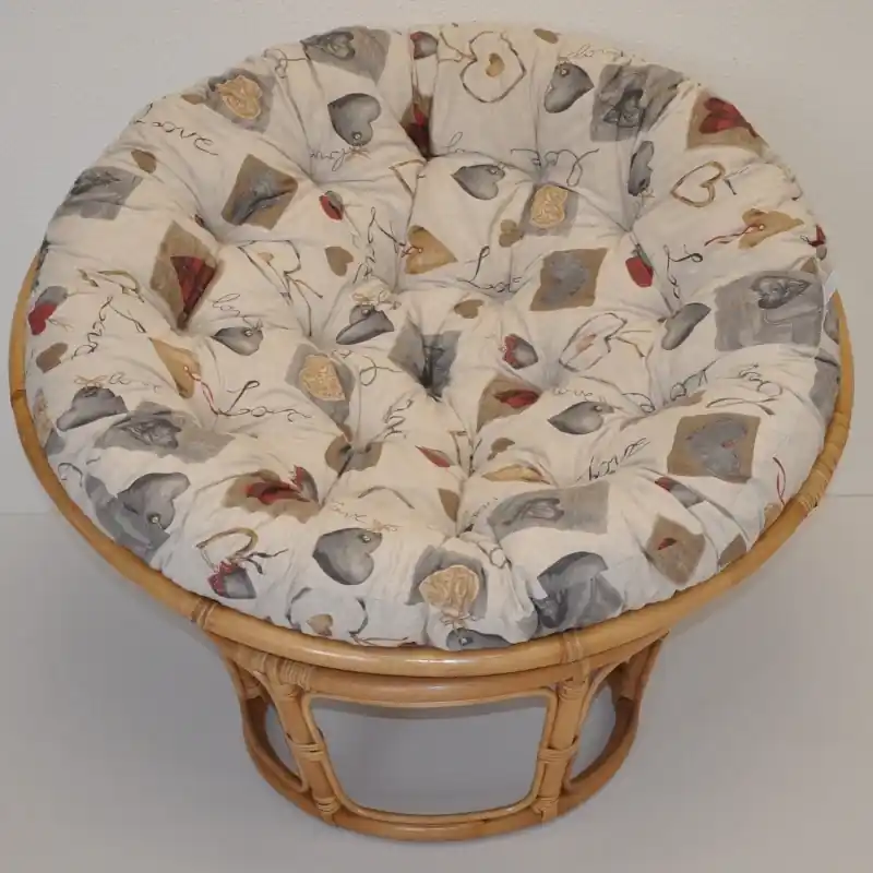 Ratanový papasan 110 cm medový polstr motiv srdce LOVE Axin Trading s.r.o. Zlevněný