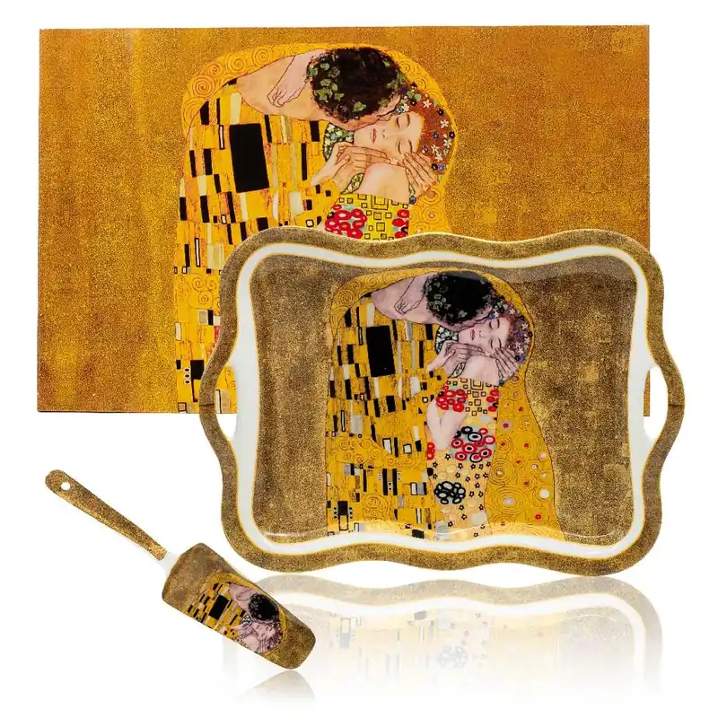Servírovací podnos, Klimt Polibek zlatý Home Elements Zlevněný