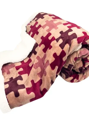 Pouze Dnes Mikroflanelová deka, Puzzle, červená a hnědá Home Elements