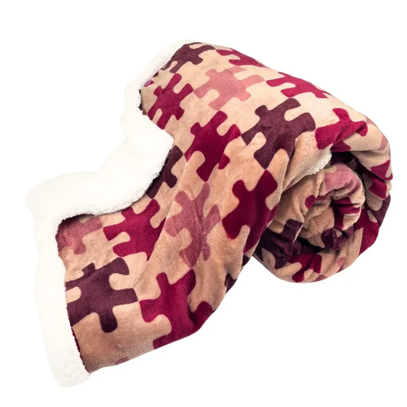 Pouze Dnes Mikroflanelová deka, Puzzle, červená a hnědá Home Elements