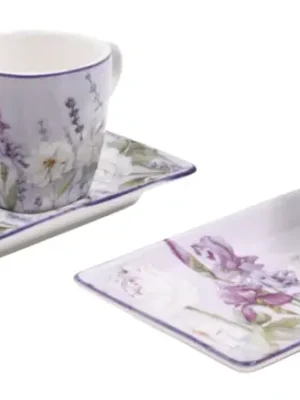 Akční Nabídka Espresso set s podtácky 2 x 65 ml, Levandule Home Elements