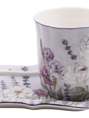 Hrnek 360 ml s podtáckem, Levandule Home Elements Sleva