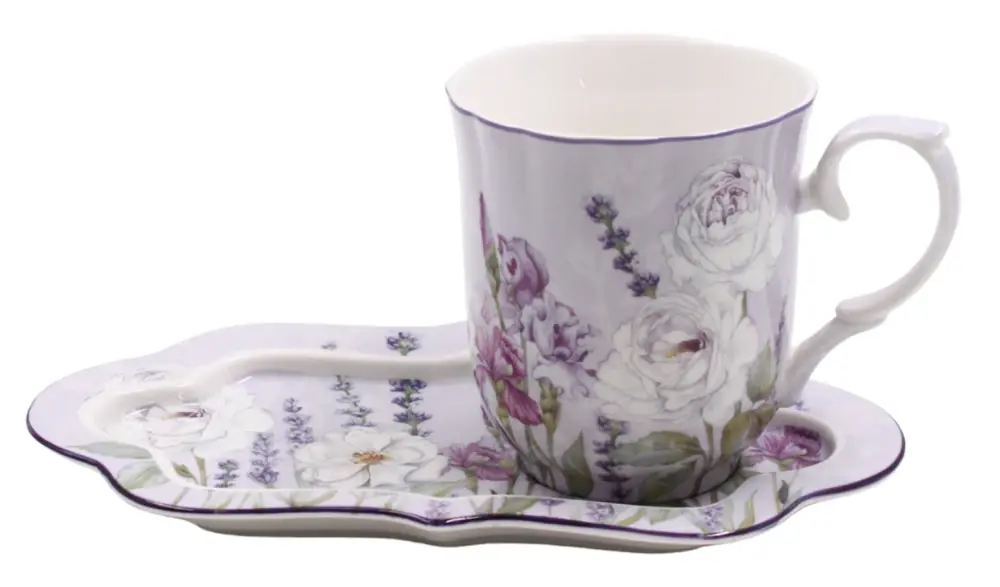 Hrnek 360 ml s podtáckem, Levandule Home Elements Sleva