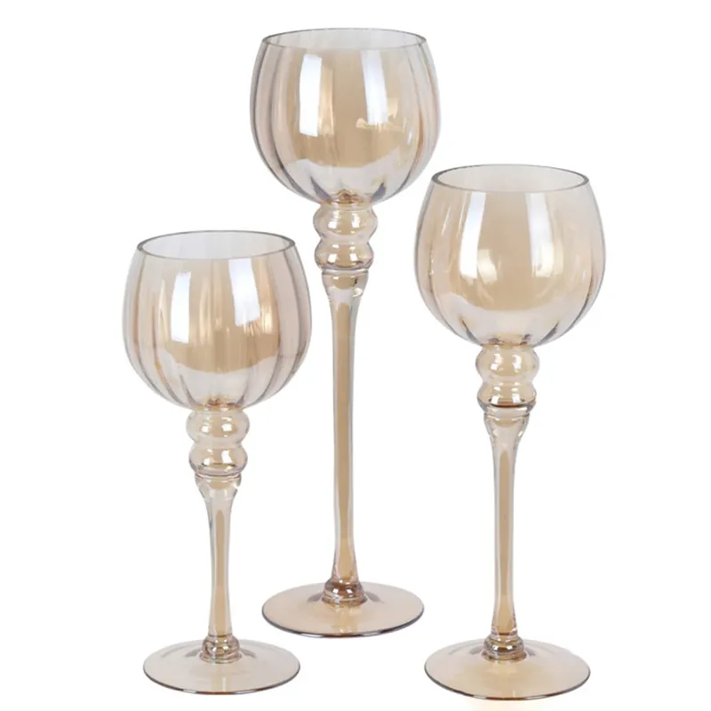 Svícen Amber set 3 kusů, barva jantarová Home Elements Výhodná Nabídka