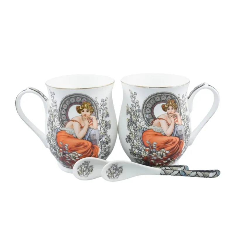 Top Prodej Hrnky se lžičkami 280 ml, klenuté, Mucha světlý Home Elements