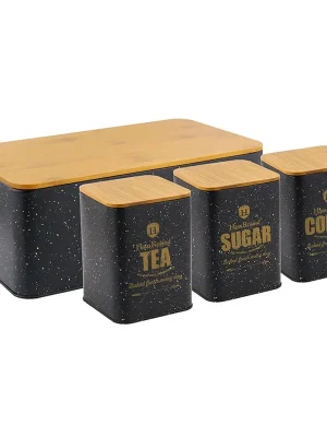 Chlebník + 3 dózy, černý, zlatý Haus Roland Oblíbený