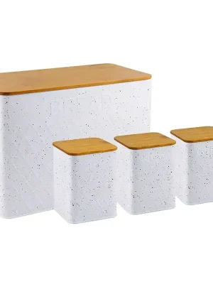 Top Prodej Chlebník + 3 dózy, bílý Haus Roland