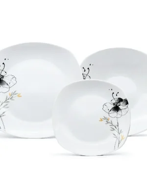 HOME ELEMENTS Porcelánová sada talířů, 18 kusů, Černý mák ARÔME Novinka