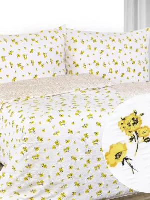 Značkový Povlečení krepové, Malé a Velké žluté květy Dreamy Linens