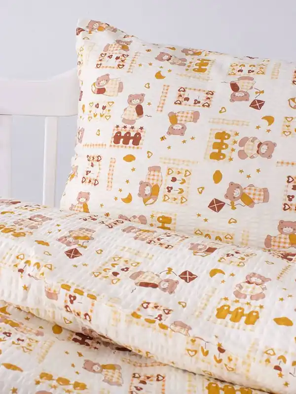 Povlečení krepové, béžové Teddy Bears Dreamy Linens Akční Nabídka