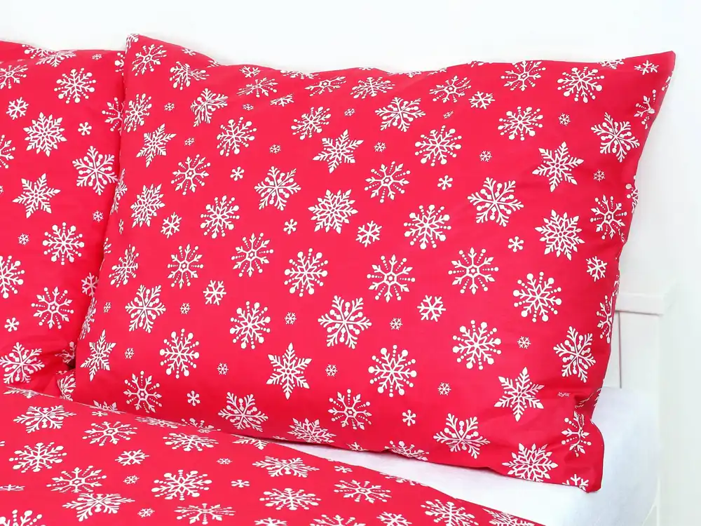 Nakupujte Hned Vánoční povlečení bavlněné, červené Sněhové vločky Dreamy Linens