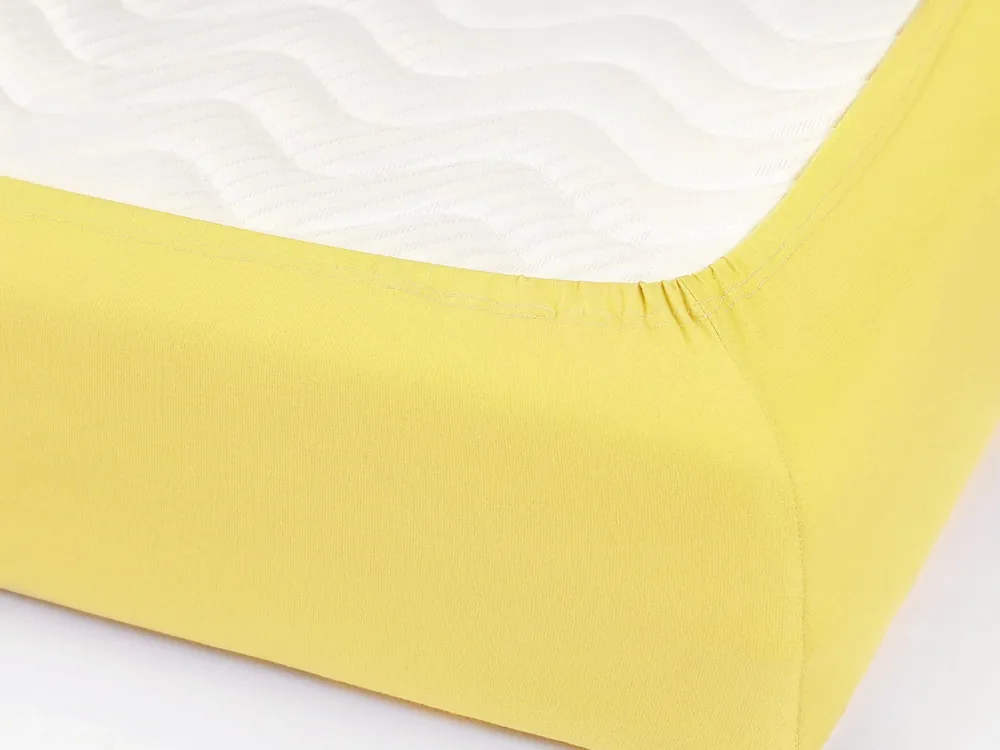 Prostěradlo jersey, žluté Dreamy Linens Levný