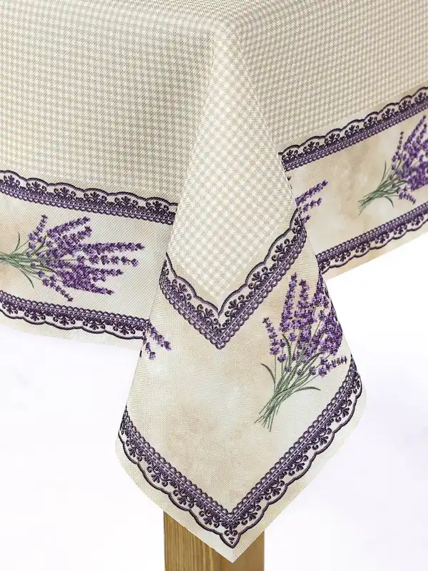 Ubrus teflonový, károvaný Levandule Dreamy Linens Nová Kolekce