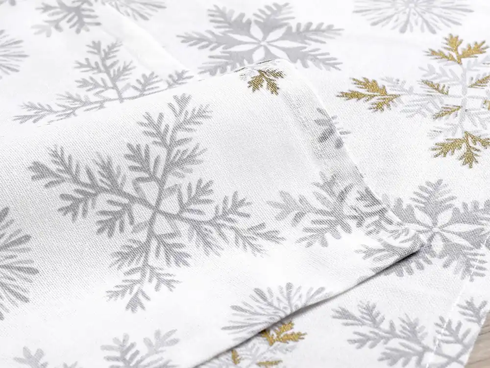 Vánoční prostírání bavlněné, bílé Vločky Dreamy Linens Finální Výprodej