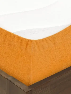Značkový Prostěradlo froté, oranžové Dreamy Linens