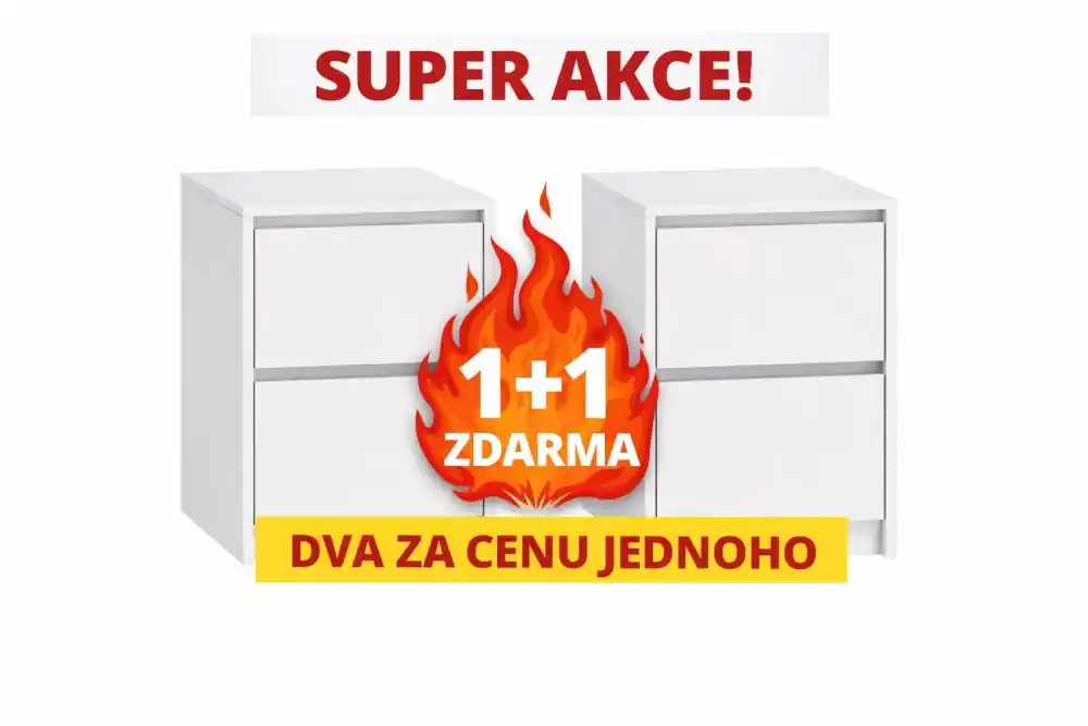 Noční stolek KARIN bílá 1+1 ZDARMA Levný