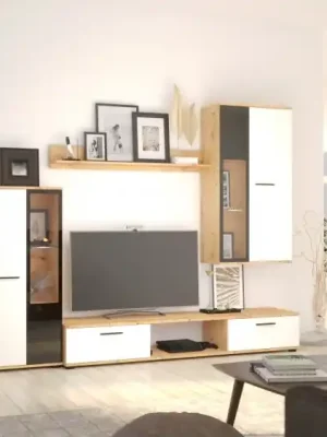 Akční Nabídka Obývací stěna SALESA dub artisan / bílá