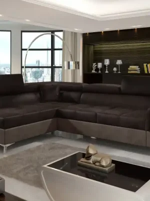 Nejprodávanější Rozkládací rohová sedačka FREDERICO DELUXE - Barva hnědá / béžová eup243118euv1Umístnění rohu levý roh
