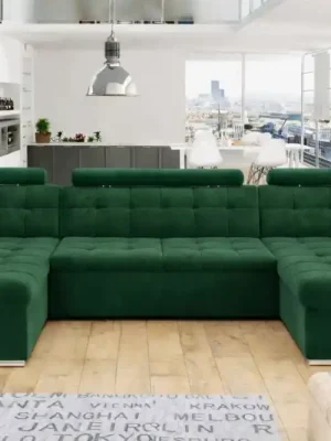 Rozkládací rohová sedačka MIA U II 378x170 se záhlavníky - Barva zelená eup349233euv1 Speciální Cena