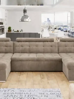 Rozkládací rohová sedačka MIA U II 378x170 se záhlavníky - Barva světle hnědá eup349238euv1 Koupit Online